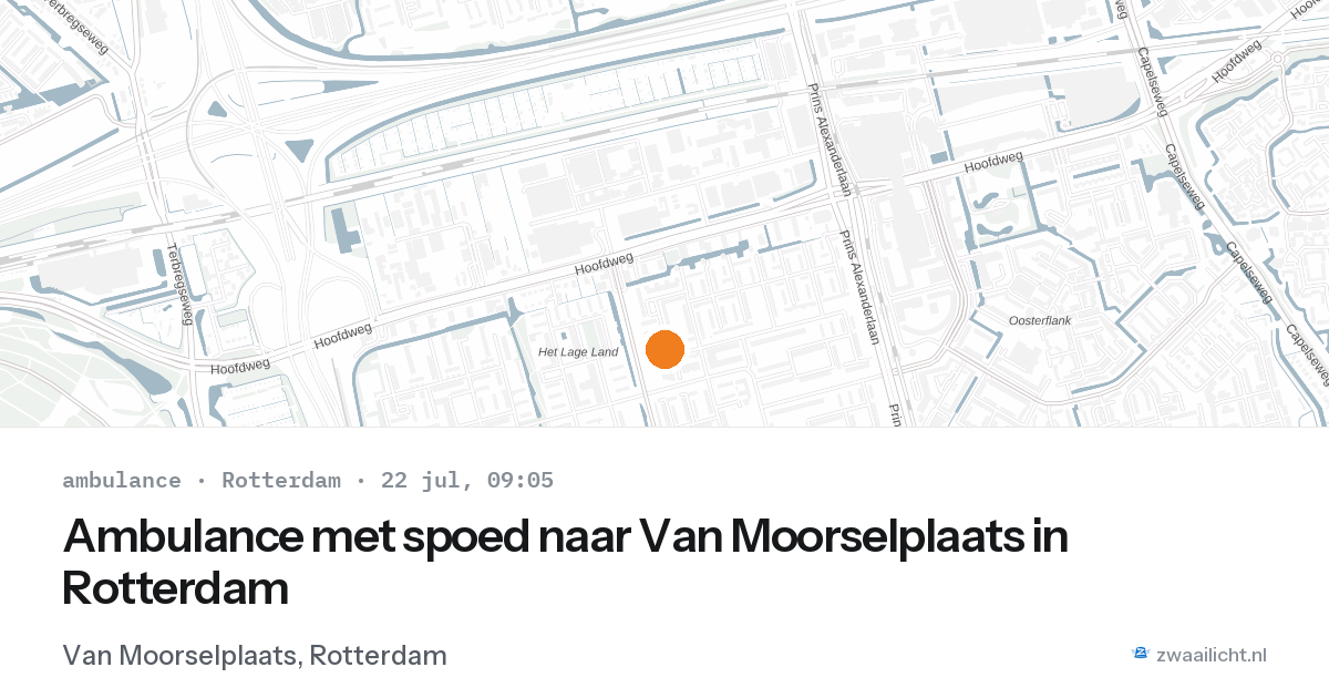 Ambulance met spoed naar Van Moorselplaats in Rotterdam — 22 jul 2026