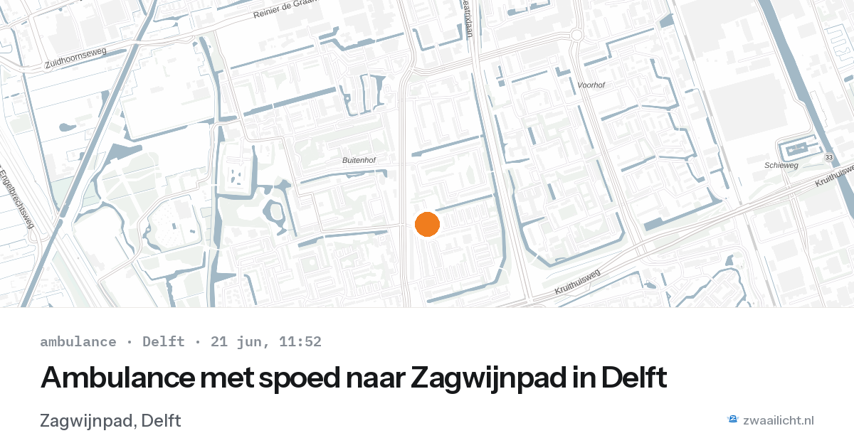Ambulance met spoed naar Zagwijnpad in Delft — 21 jun 2026