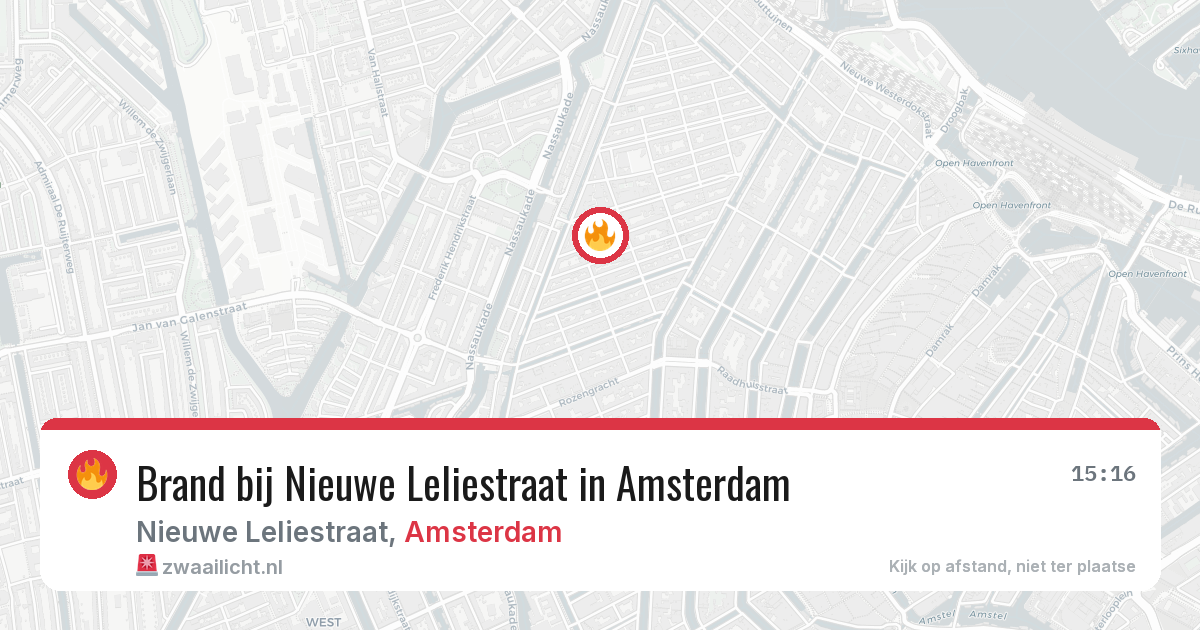 Brand bij Nieuwe Leliestraat in Amsterdam — 14 mrt 2026