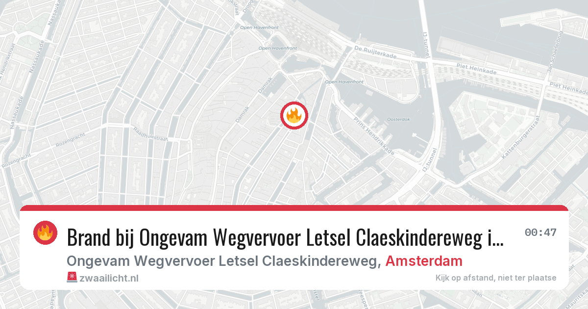 Brand bij Ongevam Wegvervoer Letsel Claeskindereweg in Amsterdam — 4 jul 2026