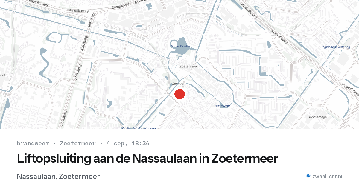 Liftopsluiting aan de Nassaulaan in Zoetermeer — 4 sep 2026