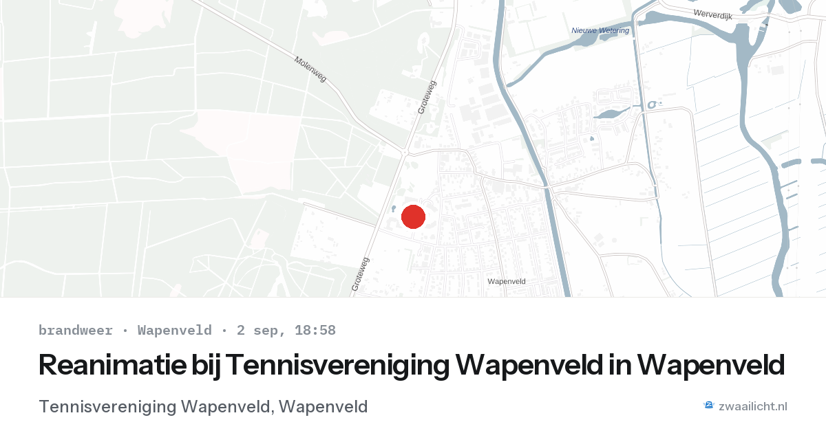 Reanimatie bij Tennisvereniging Wapenveld in Wapenveld — 2 sep 2026