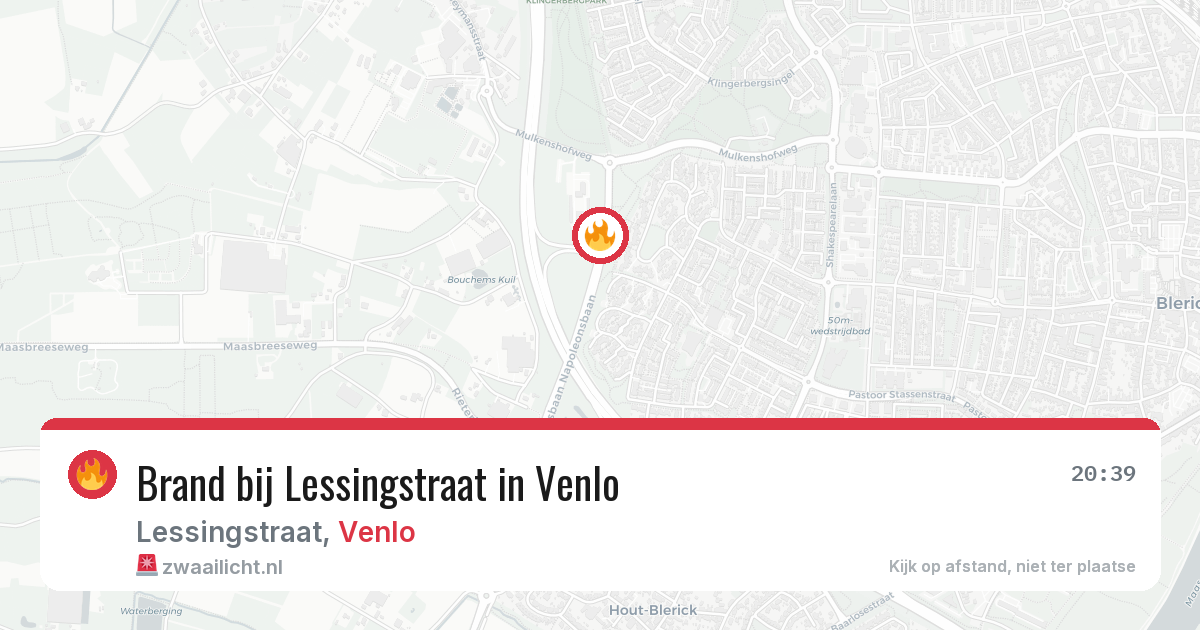 Brand bij Lessingstraat in Venlo — 5 aug 2026