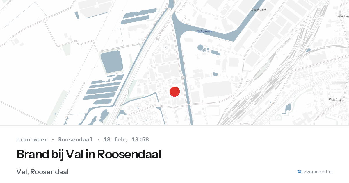 Brand bij Val in Roosendaal — 18 feb 2026
