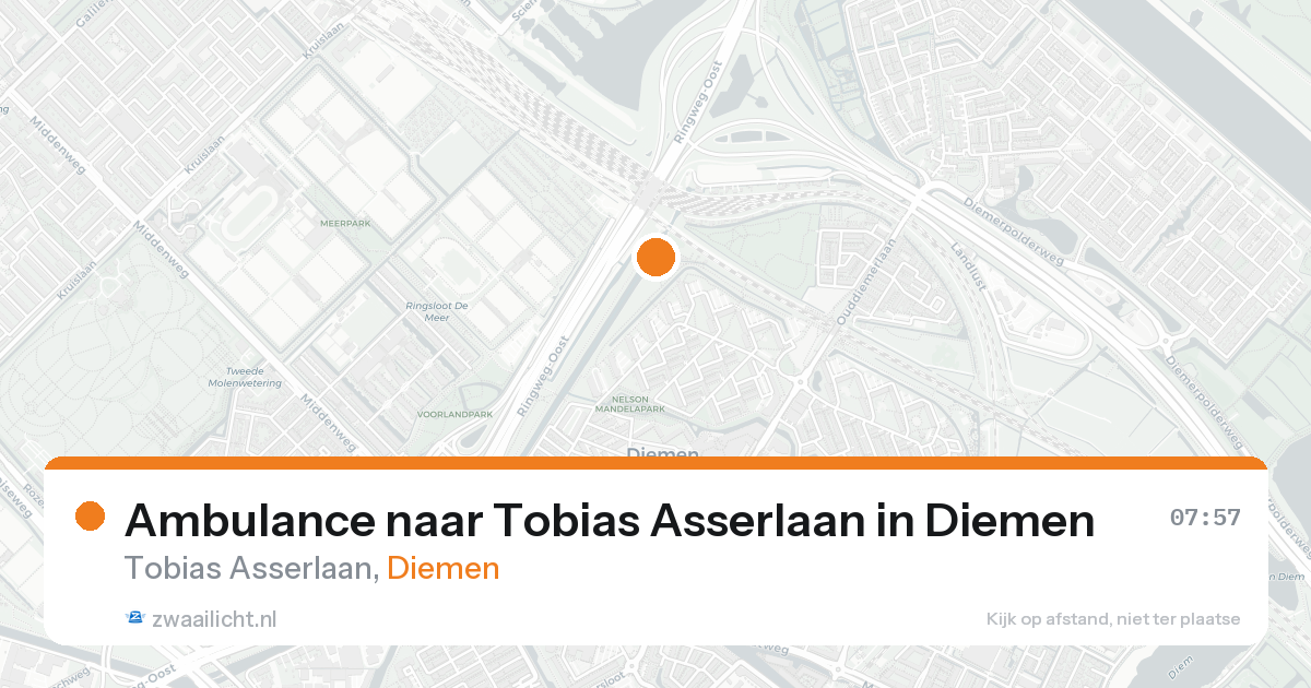 Ambulance naar Tobias Asserlaan in Diemen — 15 aug 2026