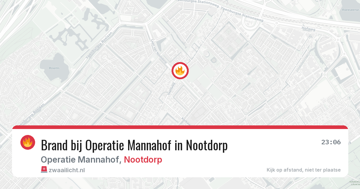 Brand bij Operatie Mannahof in Nootdorp — 21 mrt 2026
