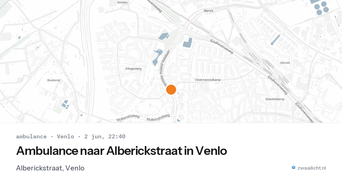 Ambulance naar Alberickstraat in Venlo — 2 jun 2026