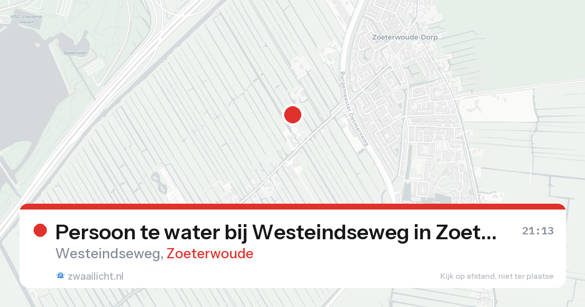 Persoon te water bij Westeindseweg in Zoeterwoude — 16 aug 2026