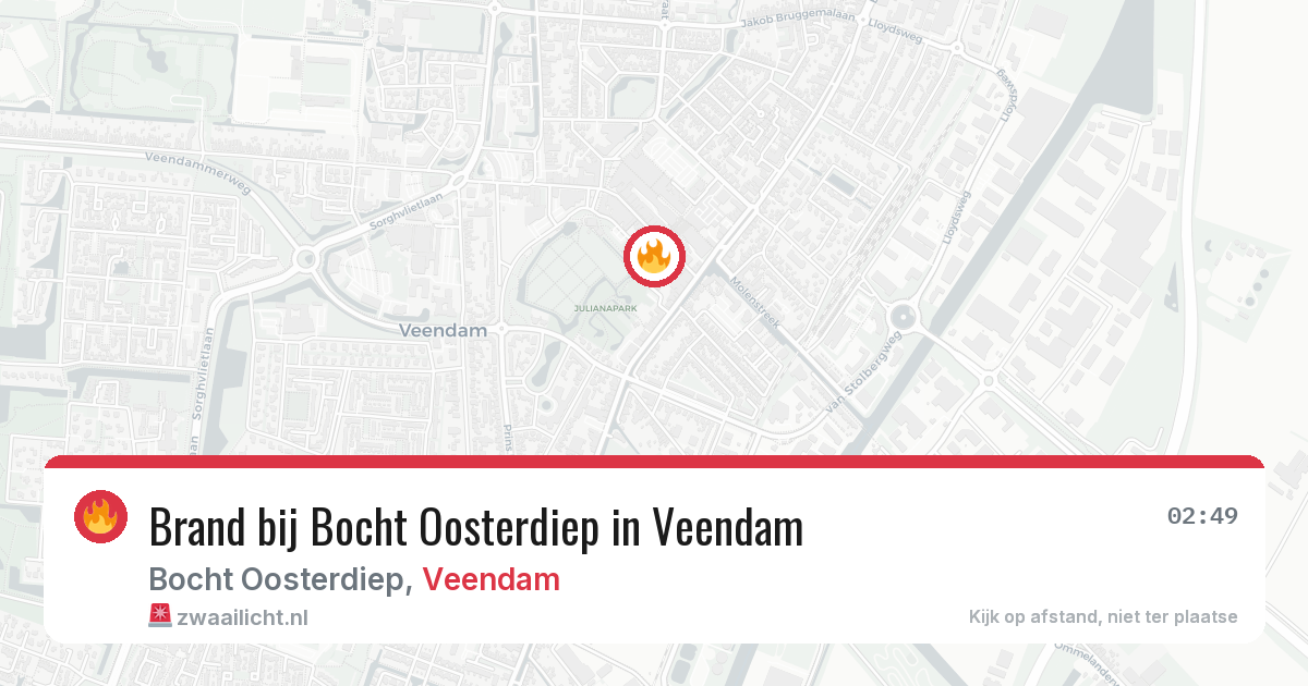 Brand bij Bocht Oosterdiep in Veendam — 14 jun 2026