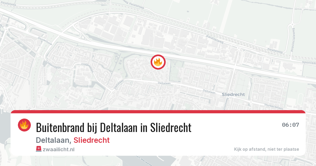Buitenbrand bij Deltalaan in Sliedrecht — 13 aug 2026