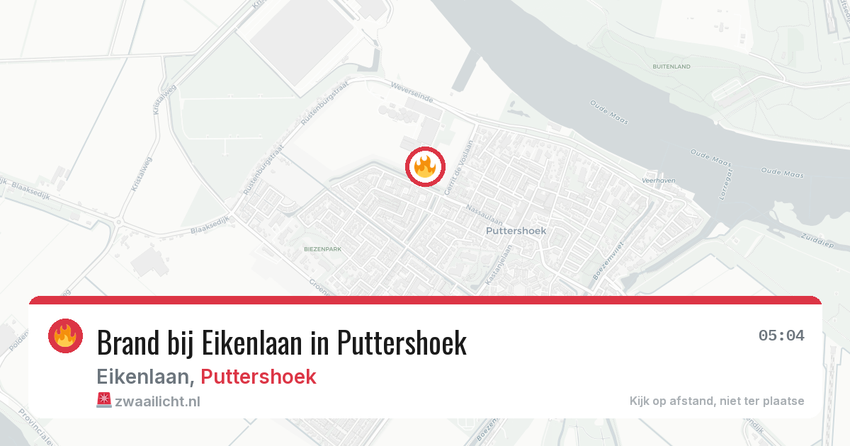 Brand bij Eikenlaan in Puttershoek — 26 jul 2026