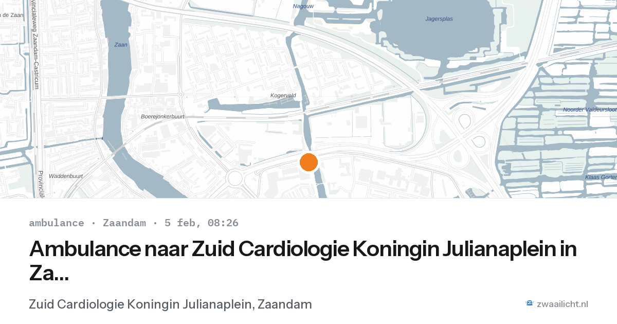 Ambulance naar Zuid Cardiologie Koningin Julianaplein in Zaandam — 5 feb 2026