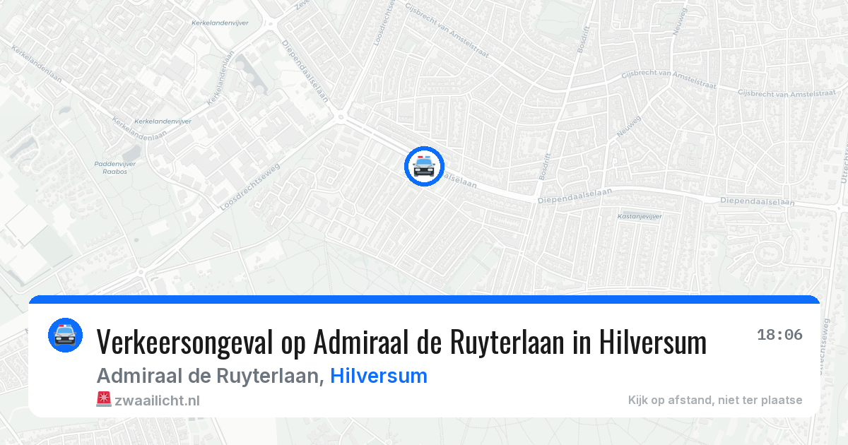 Verkeersongeval op Admiraal de Ruyterlaan in Hilversum — 1 mrt 2026