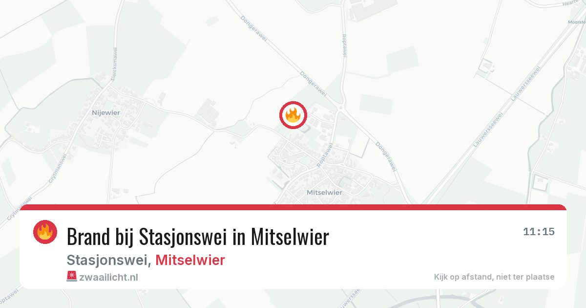 Brand bij Stasjonswei in Mitselwier — 25 jun 2026