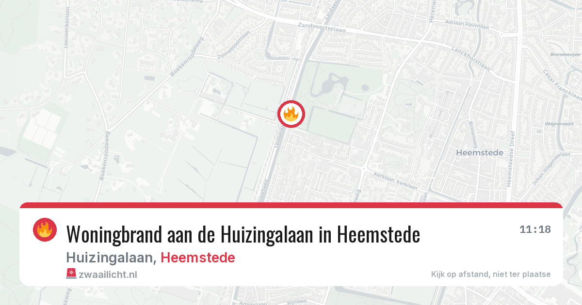 Woningbrand aan de Huizingalaan in Heemstede — 13 mei 2026