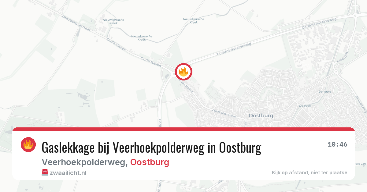 Gaslekkage bij Veerhoekpolderweg in Oostburg — 8 jul 2026