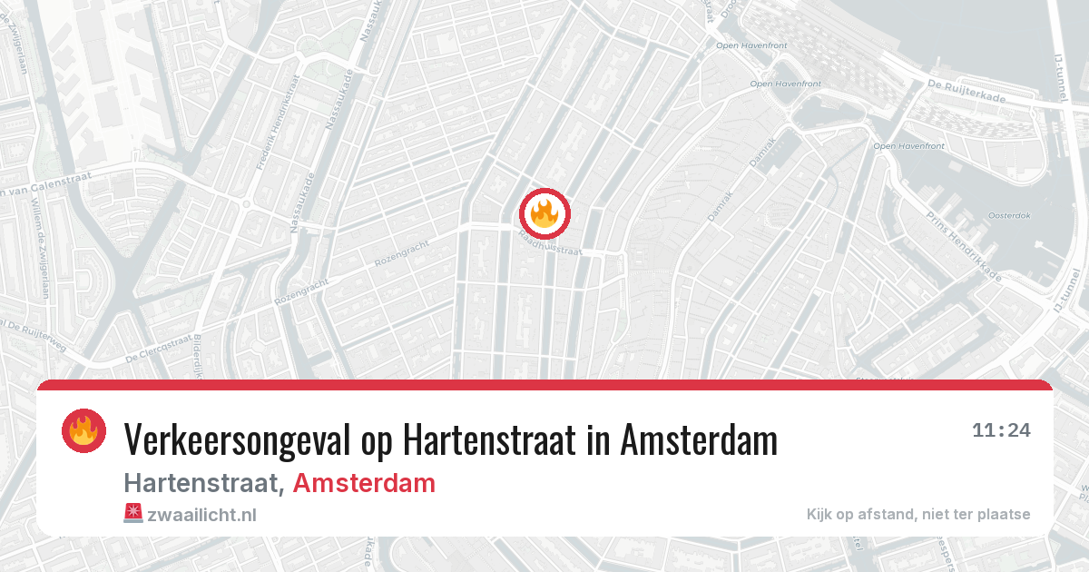 Verkeersongeval op Hartenstraat in Amsterdam — 9 mrt 2026