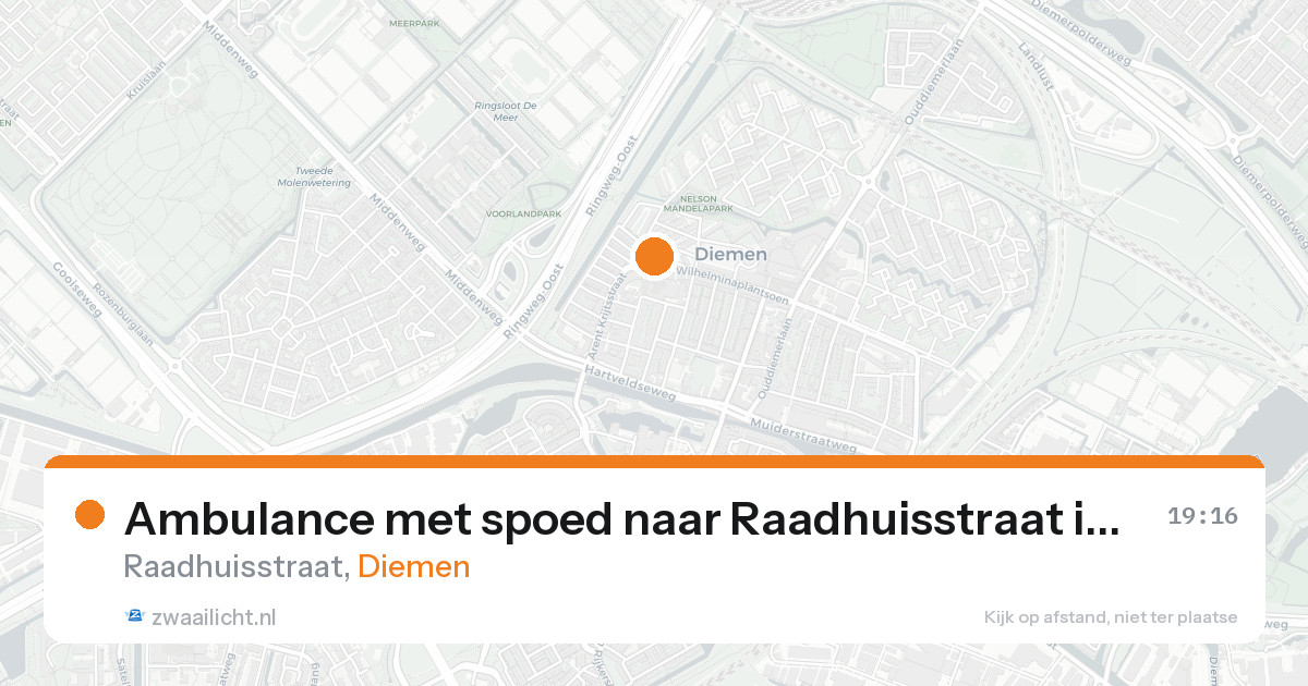 Ambulance met spoed naar Raadhuisstraat in Diemen — 18 aug 2026