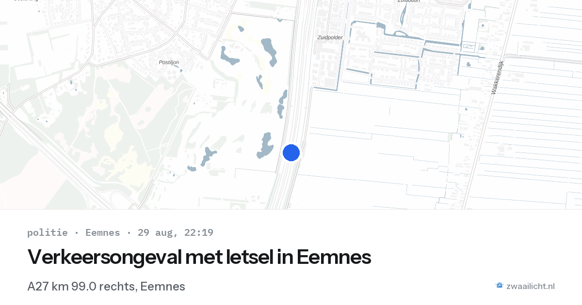 Verkeersongeval met letsel in Eemnes — 29 aug 2026