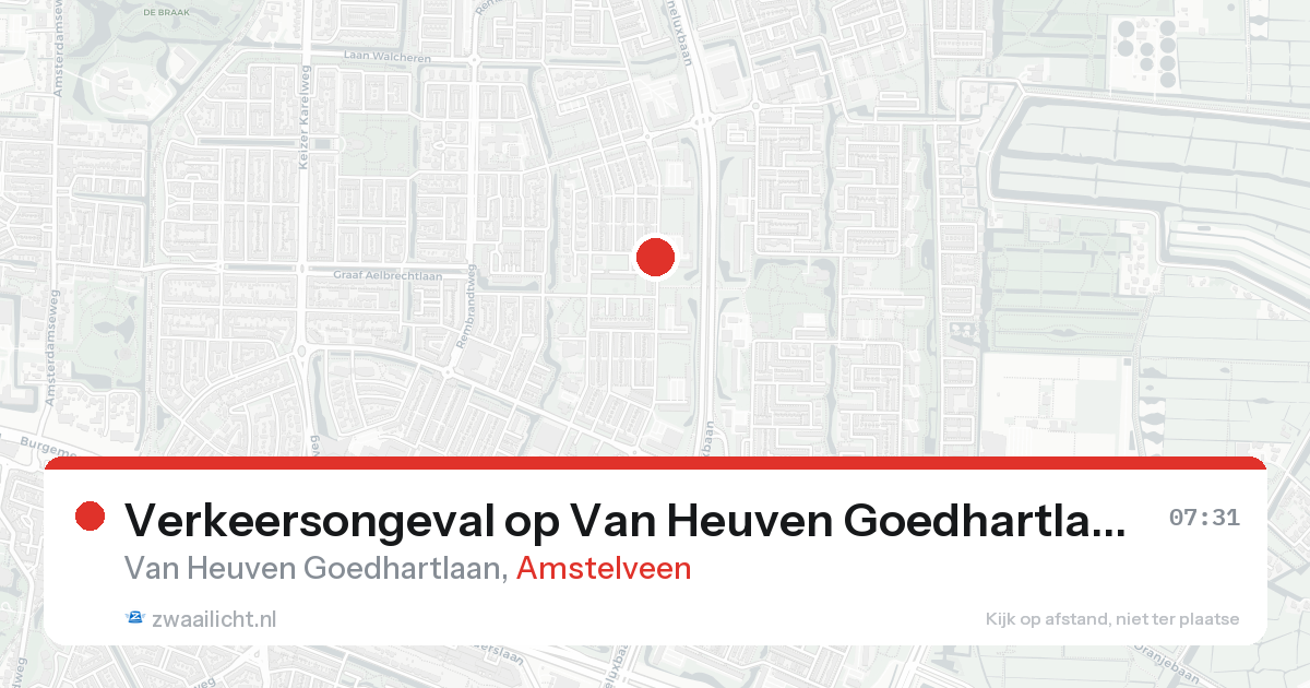 Verkeersongeval op Van Heuven Goedhartlaan in Amstelveen — 15 aug 2026
