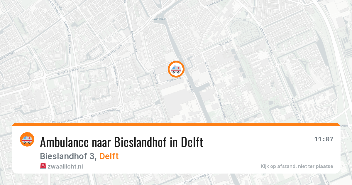Ambulance naar Bieslandhof in Delft — 13 aug 2026