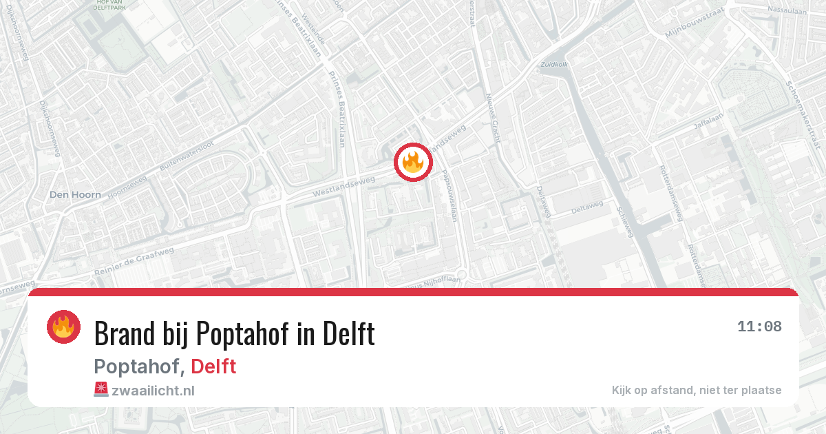 Brand bij Poptahof in Delft — 17 mei 2026