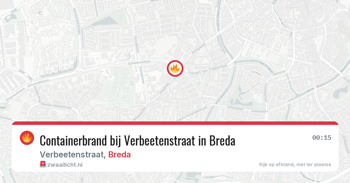 Containerbrand bij Verbeetenstraat in Breda — 6 jul 2026