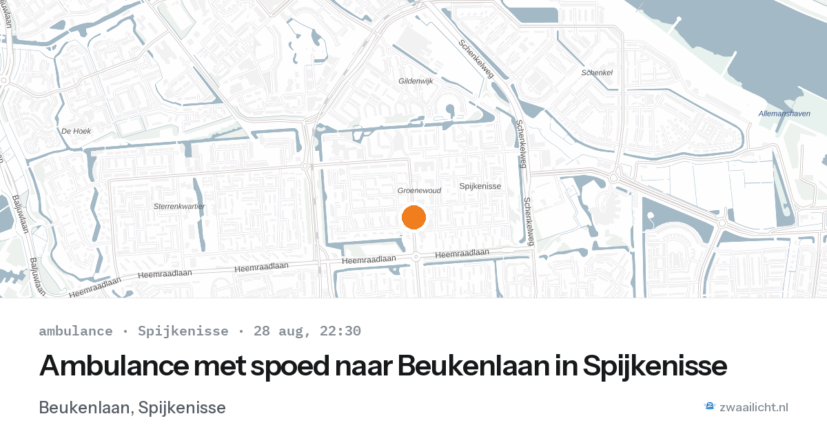 Ambulance met spoed naar Beukenlaan in Spijkenisse — 28 aug 2026