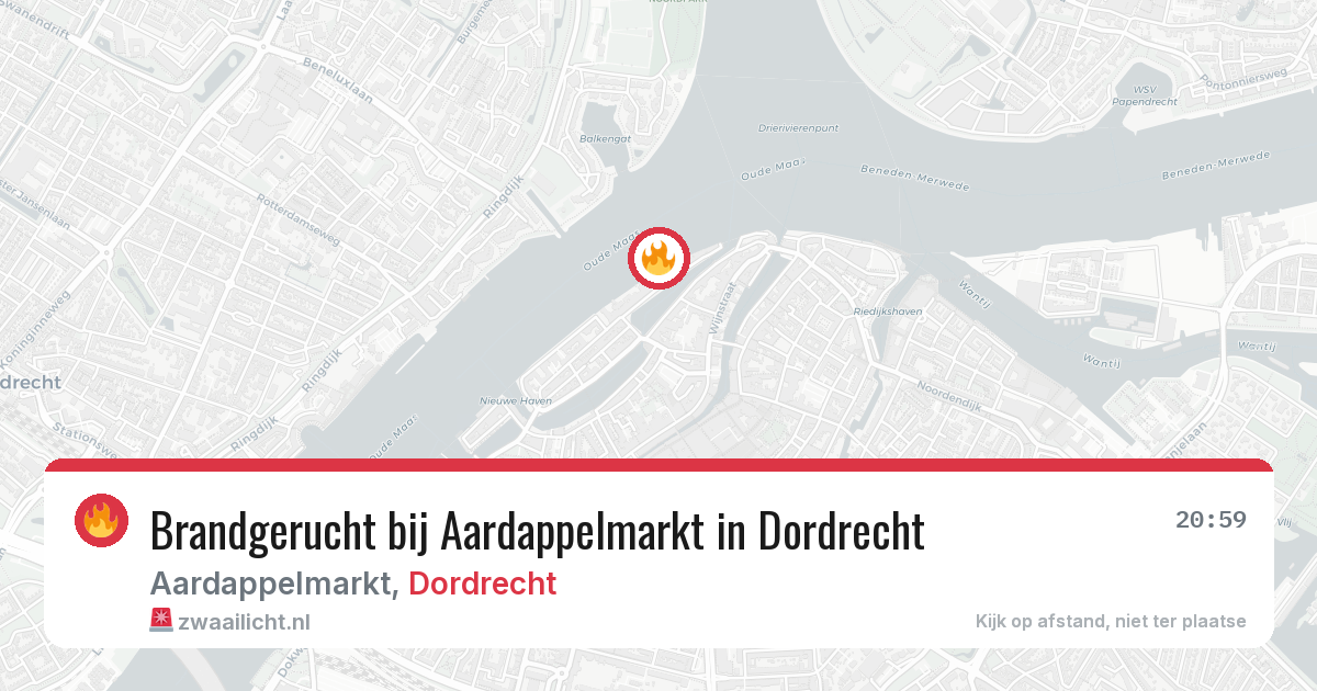 Brandgerucht bij Aardappelmarkt in Dordrecht — 21 jul 2026