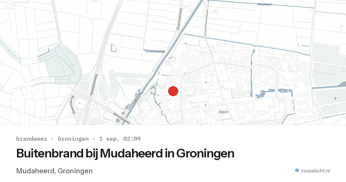 Buitenbrand bij Mudaheerd in Groningen — 1 sep 2026