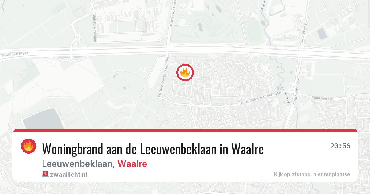 Woningbrand aan de Leeuwenbeklaan in Waalre — 18 mrt 2026