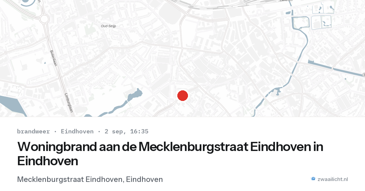 Woningbrand aan de Mecklenburgstraat Eindhoven in Eindhoven — 2 sep 2026