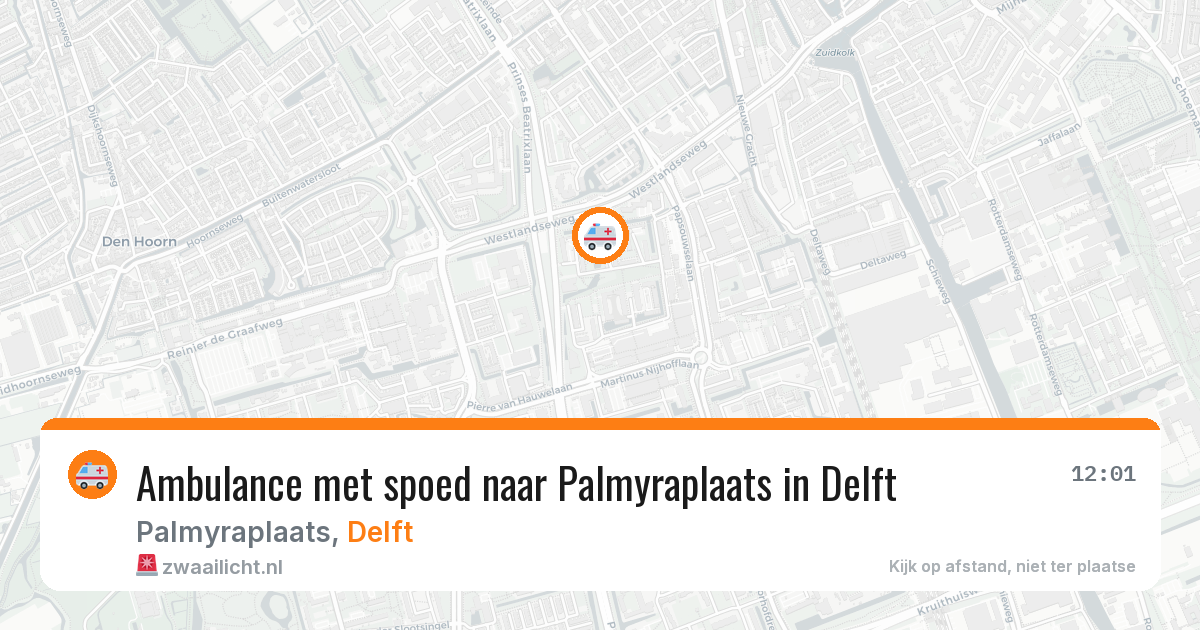 Ambulance met spoed naar Palmyraplaats in Delft — 14 aug 2026