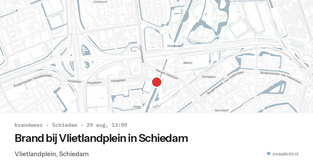 Brand bij Vlietlandplein in Schiedam — 29 aug 2026