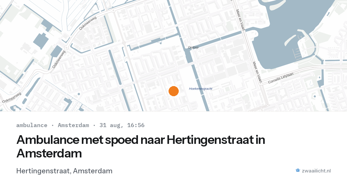 Ambulance met spoed naar Hertingenstraat in Amsterdam — 31 aug 2026