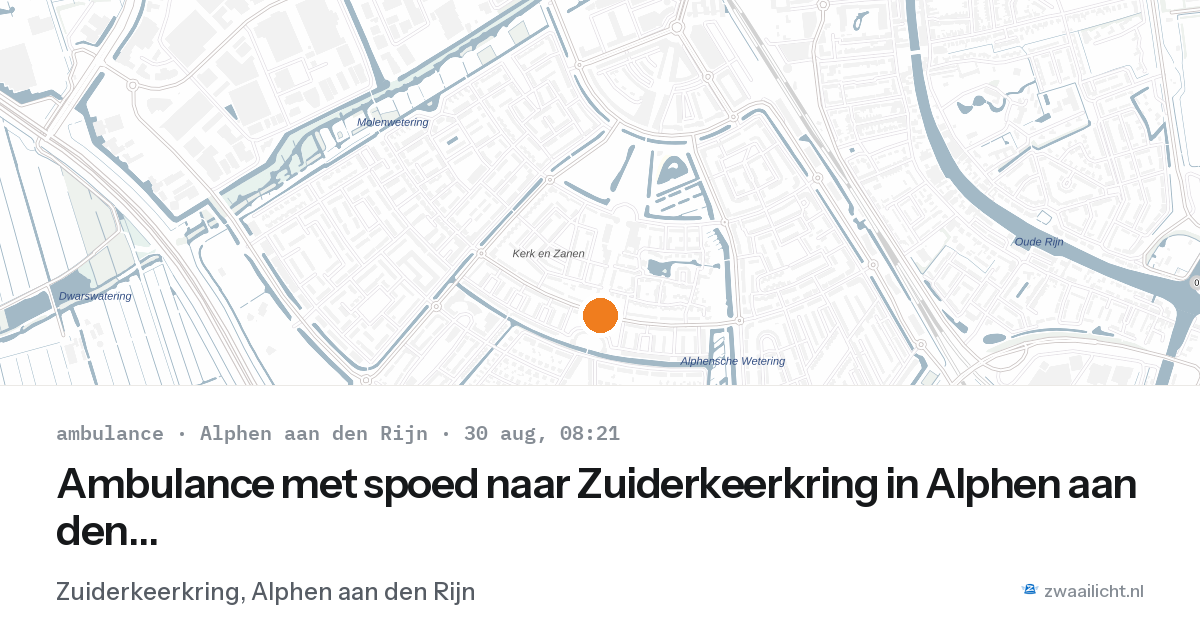 Ambulance met spoed naar Zuiderkeerkring in Alphen aan den Rijn — 30 aug 2026