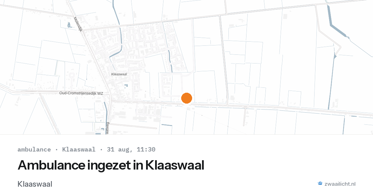 Ambulance ingezet in Klaaswaal — 31 aug 2026