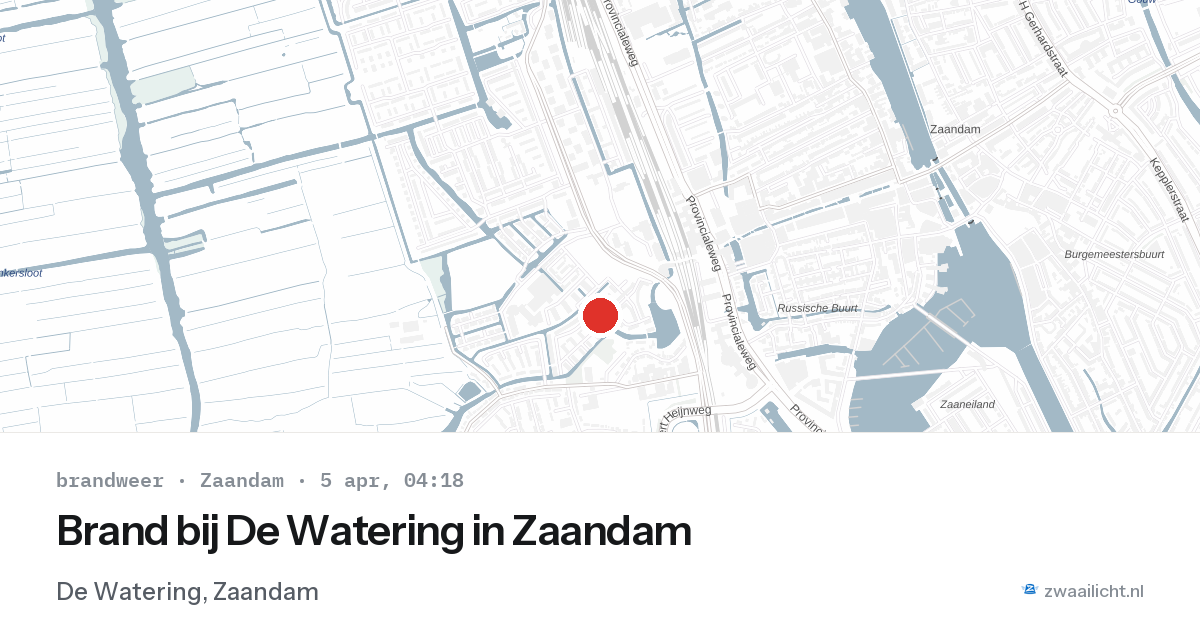 Brand bij De Watering in Zaandam — 5 apr 2026