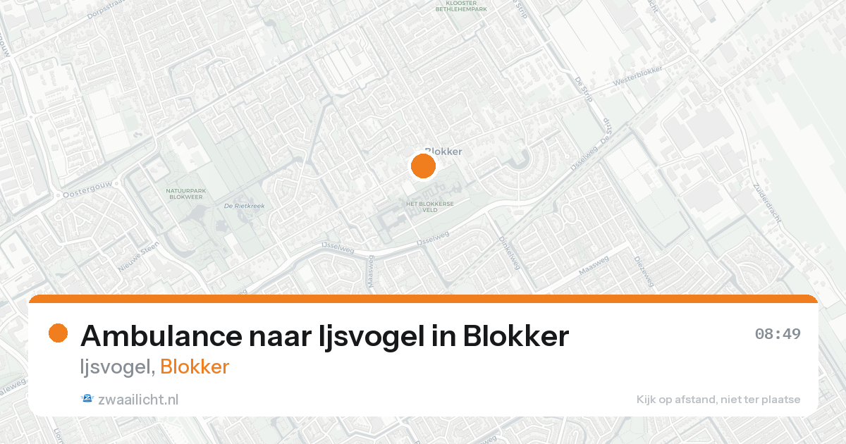 Ambulance naar Ijsvogel in Blokker — 24 aug 2026