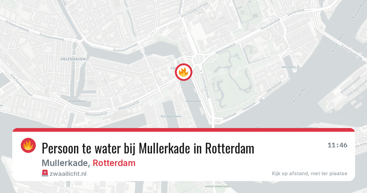 Persoon te water bij Mullerkade in Rotterdam — 21 jun 2026