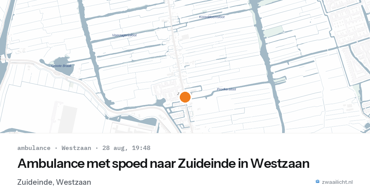 Ambulance met spoed naar Zuideinde in Westzaan — 28 aug 2026