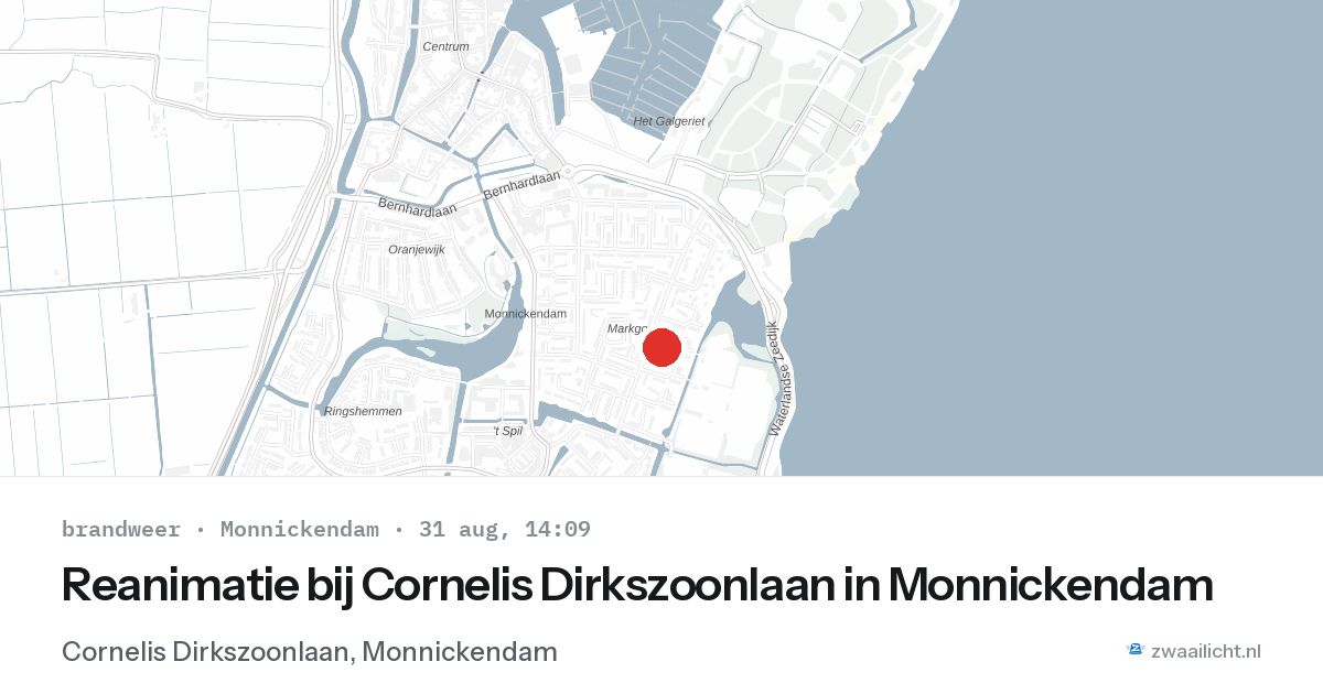 Reanimatie bij Cornelis Dirkszoonlaan in Monnickendam — 31 aug 2026