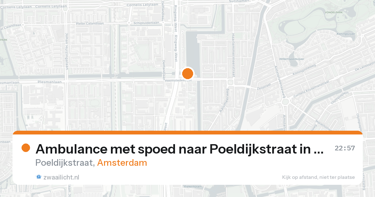 Ambulance met spoed naar Poeldijkstraat in Amsterdam — 30 mei 2026