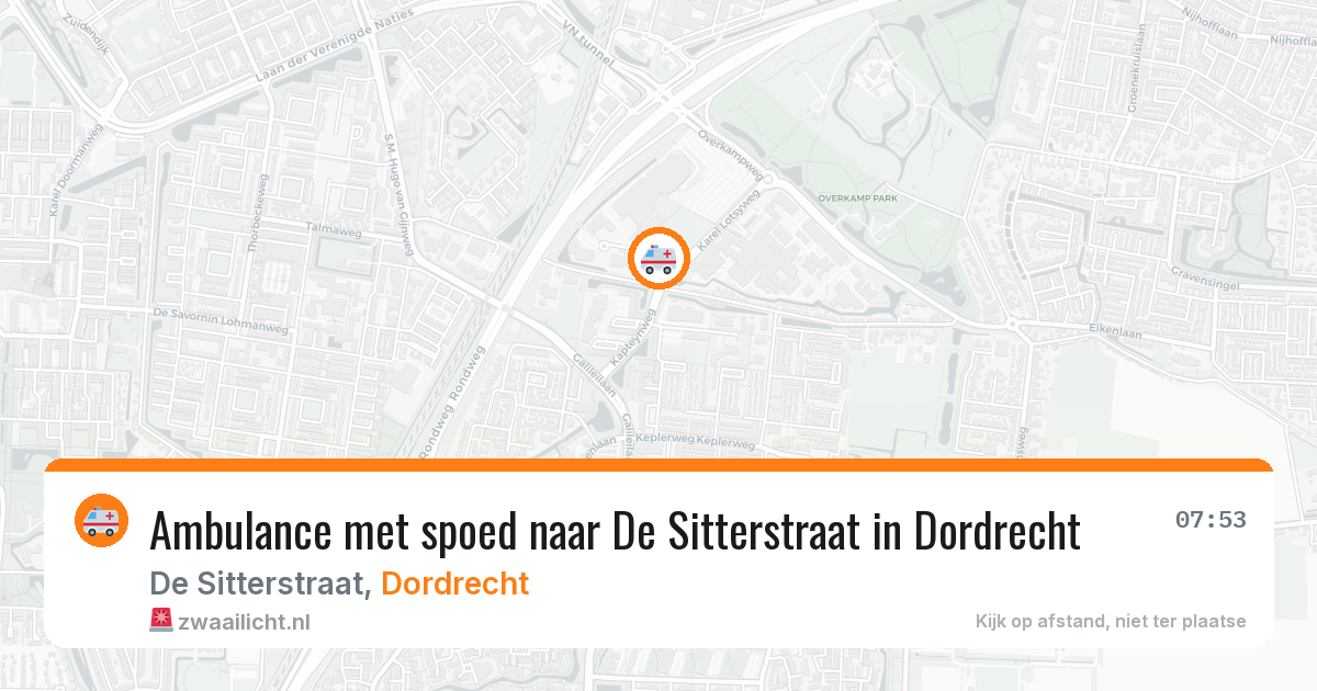 Ambulance met spoed naar De Sitterstraat in Dordrecht — 9 aug 2026