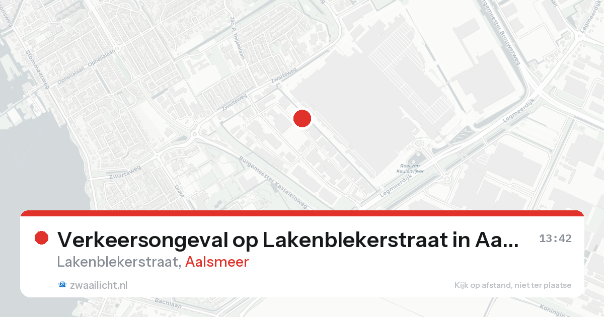 Verkeersongeval op Lakenblekerstraat in Aalsmeer — 15 aug 2026