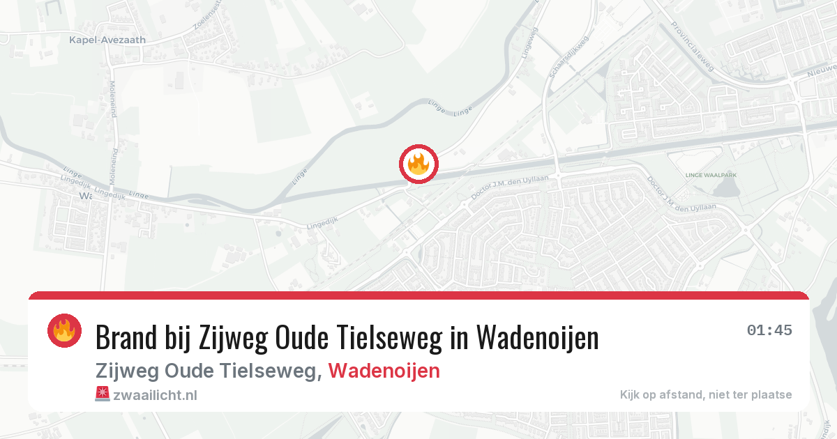 Brand bij Zijweg Oude Tielseweg in Wadenoijen — 18 jan 2026