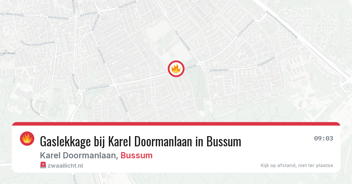Gaslekkage bij Karel Doormanlaan in Bussum — 16 jun 2026
