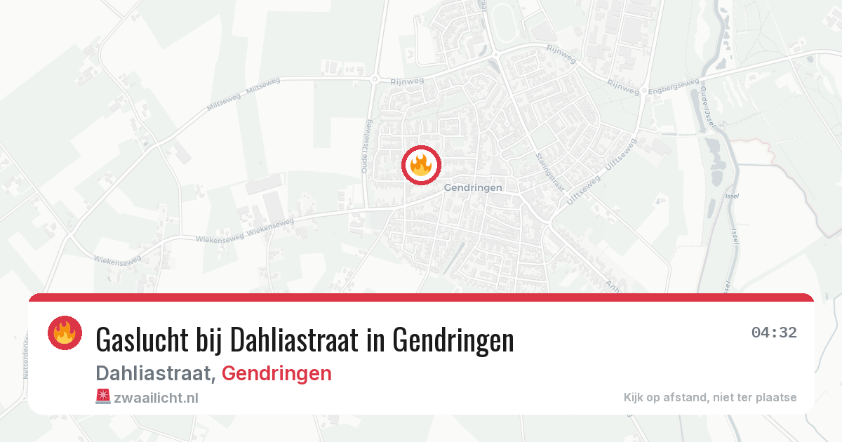 Gaslucht bij Dahliastraat in Gendringen — 28 jun 2026
