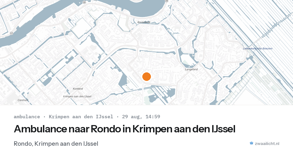 Ambulance naar Rondo in Krimpen aan den IJssel — 29 aug 2026