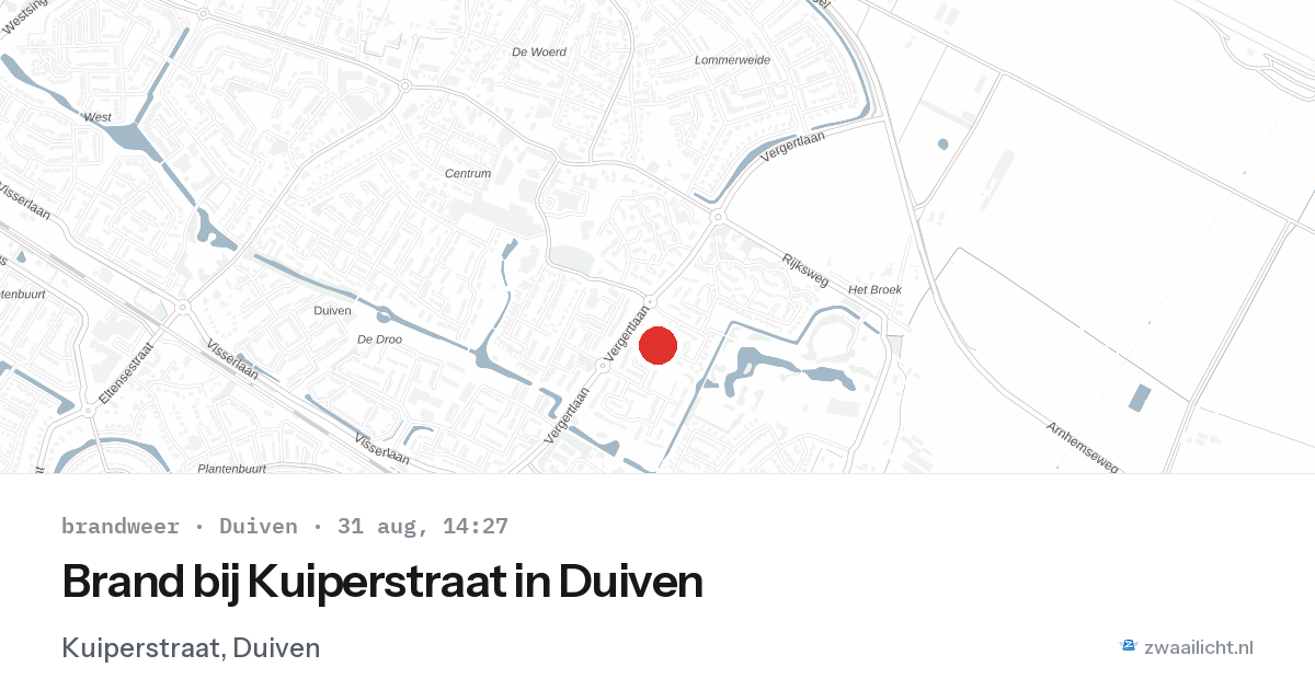 Brand bij Kuiperstraat in Duiven — 31 aug 2026